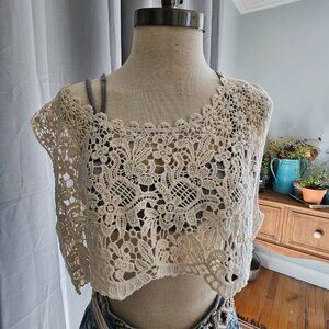 Crochet Crop Tank Top-Ivory